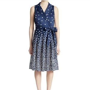 Anne Klein Navy and White Polka Dot Ombre Dress Size 18W
